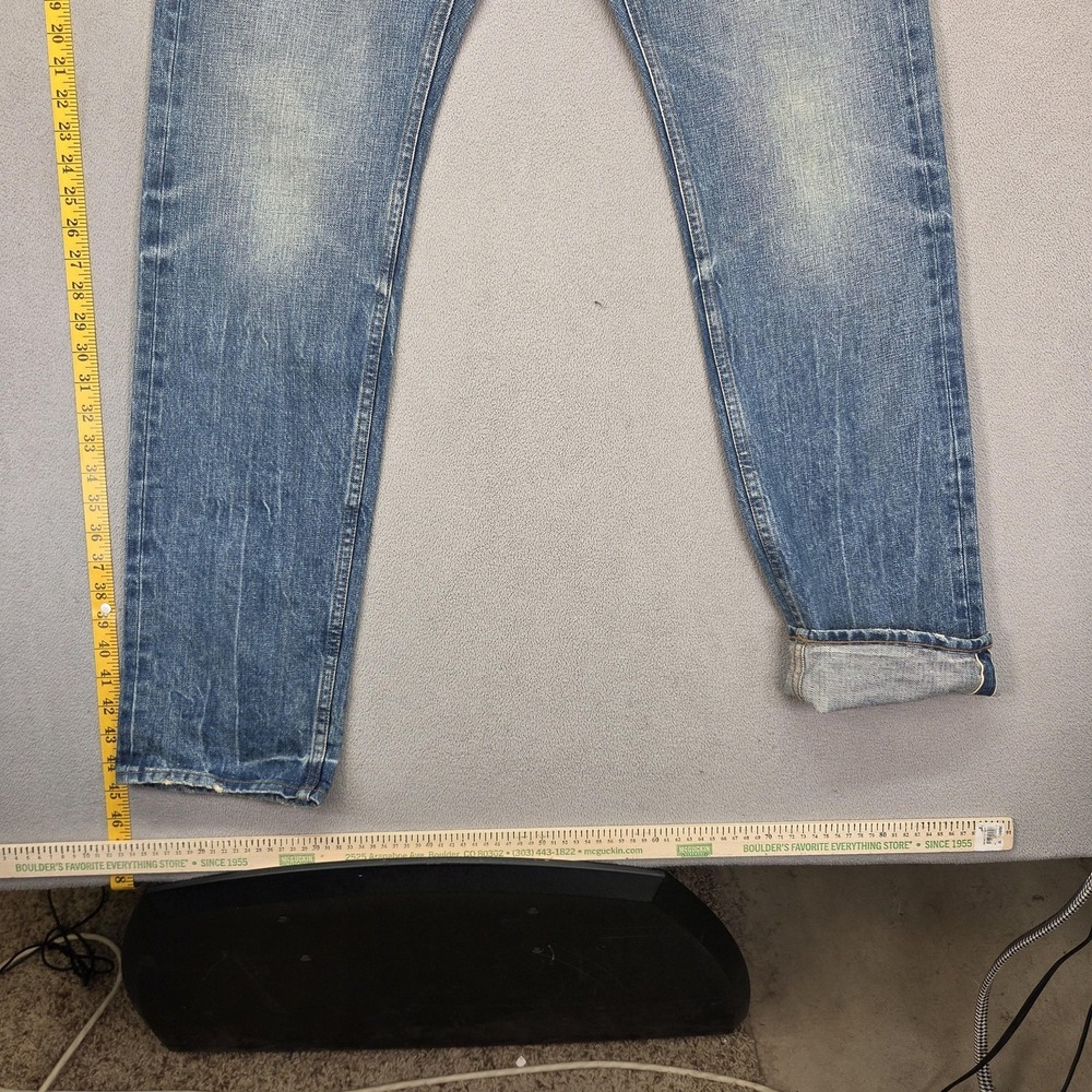Rag & Bone Greenwich Jeans Mens Blue Straight Distressed Button Fly Fits 34x34 - Picture 6 of 12